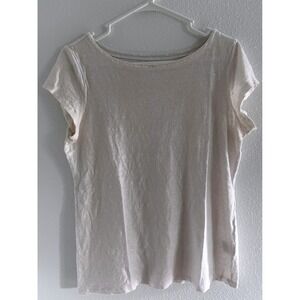 Eileen Fisher Top Womens M White Silver Organic‎ Linen Career Luxury Sustainable